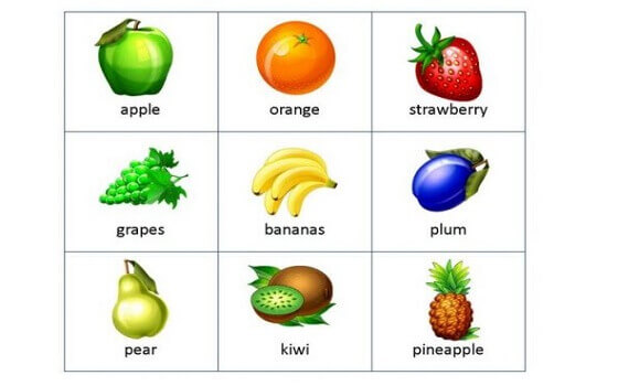 Chủ đề từ vựng tiếng Anh lớp 1 về hoa quả